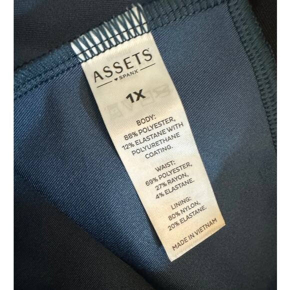 Assets by SPANX Women's Plus 1X All Over Blue Faux Leather Leggings #20258R - Picture 5 of 9
